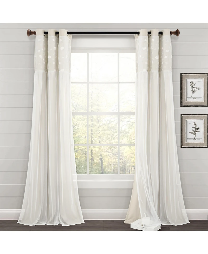 Dylin Flower Embroidery Window Curtain Panel