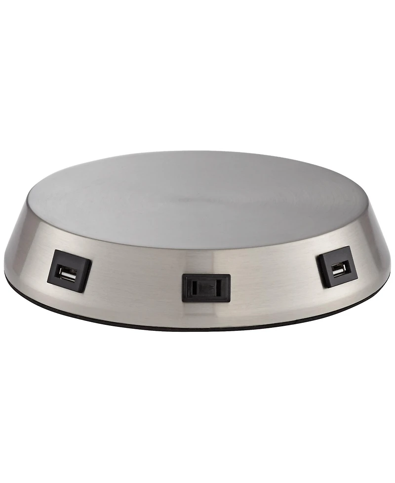 360 Lighting 1 3/4" High Lamp Base Universal Charging Usb-Outlet Workstation Silver Nickel Finish Metal Living Room Charging