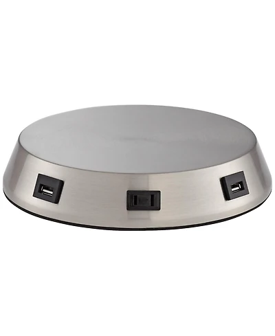 360 Lighting 1 3/4" High Lamp Base Universal Charging Usb-Outlet Workstation Silver Nickel Finish Metal Living Room Charging