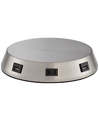360 Lighting 1 3/4" High Lamp Base Universal Charging Usb-Outlet Workstation Silver Nickel Finish Metal Living Room Charging