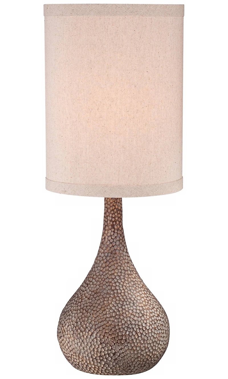360 Lighting Chalane Rustic Table Lamp 31 1/4" Tall Antique Bronze Hammered Gourd Natural Linen Cylinder Shade for Bedroom Living Room Bedside Of