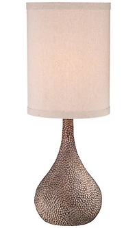 360 Lighting Chalane Rustic Table Lamp 31 1/4" Tall Antique Bronze Hammered Gourd Natural Linen Cylinder Shade for Bedroom Living Room Bedside Of