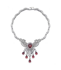 Elegant Heavy Sterling Silver Teardrop with Cubic Zirconia Accent Necklace