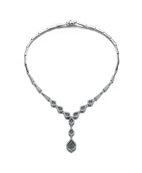 Sterling Silver Cubic Zirconia Micro Pave Dofee Drop Necklace