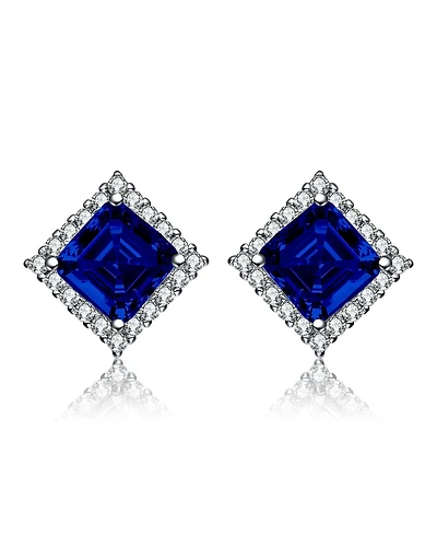 White Gold Plated Cubic Zirconia Square Stud Earrings