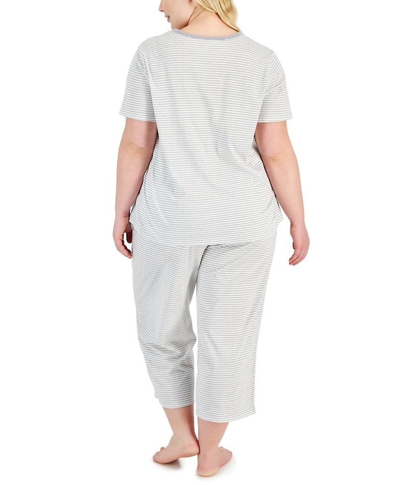 Charter Club Plus 2-Pc. Cotton Cropped Pajamas Set, Created for Macy's