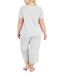 Charter Club Plus 2-Pc. Cotton Cropped Pajamas Set, Created for Macy's