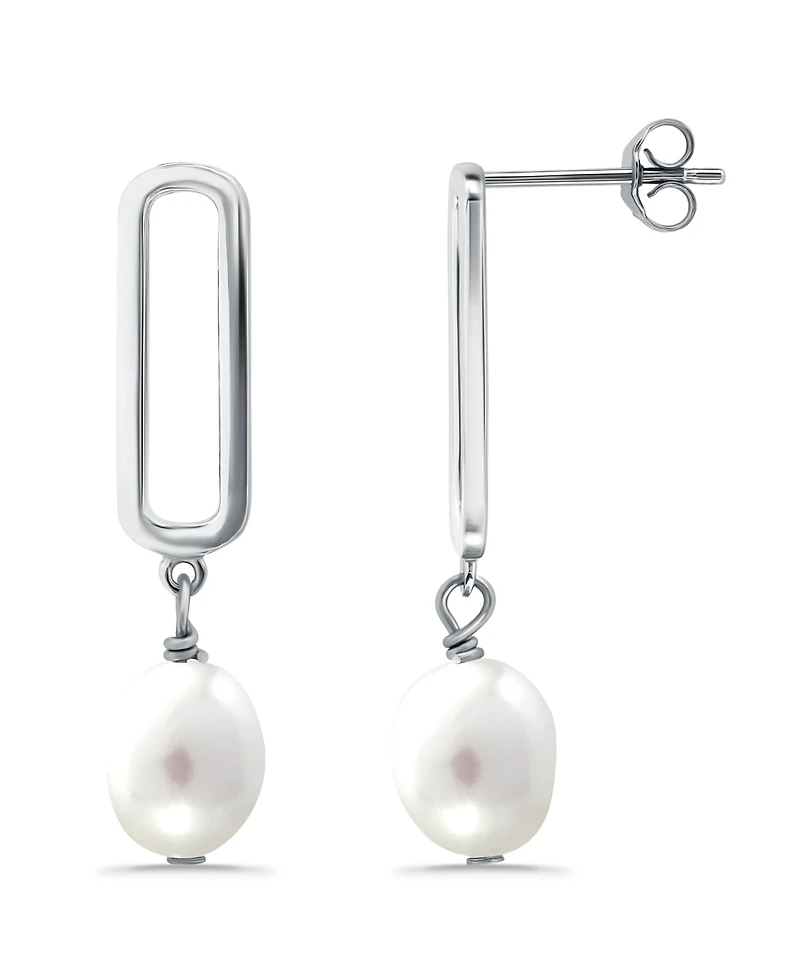Macy's White Cultured Pearl Paperclip Drop Earring