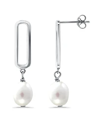 Macy's White Cultured Pearl Paperclip Drop Earring