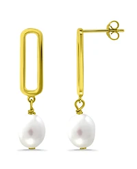 Macy's White Cultured Pearl Paperclip Drop Earring