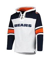 Men's '47 Brand Chicago Bears Heather Gray Gridiron Lace-Up Pullover Hoodie