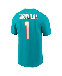 Men's Nike Tua Tagovailoa Aqua Miami Dolphins Player Name and Number T-shirt