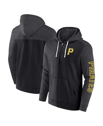 Men's Fanatics Black Pittsburgh Pirates Offensive Line Up Lightweight Full-Zip Hoodie