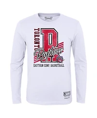 Big Boys Mitchell & Ness White Distressed Toronto Raptors Hardwood Classics Make The Cut Long Sleeve T-shirt