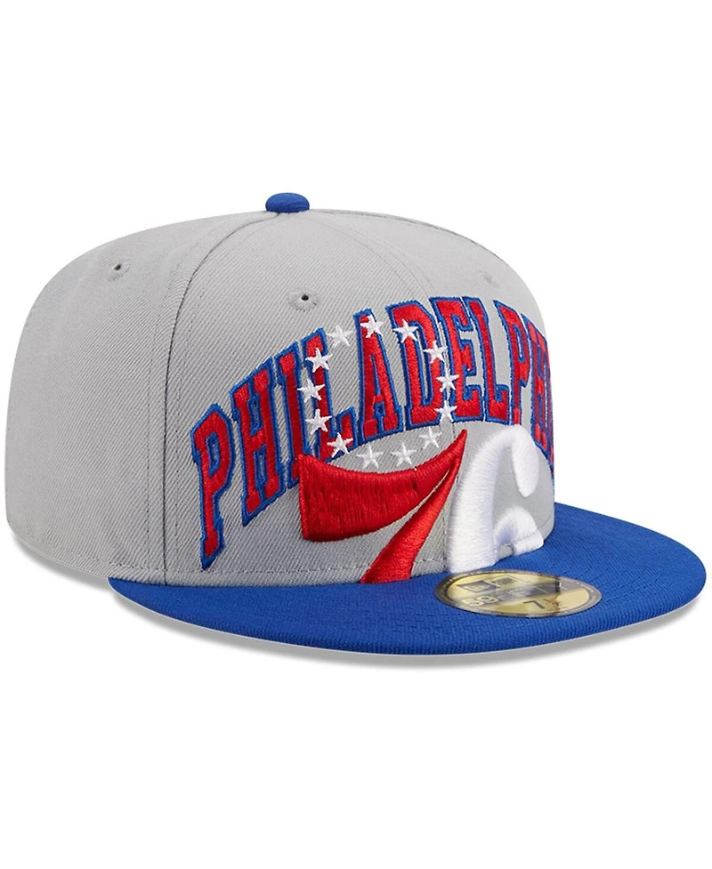 Men's New Era Gray, Royal Philadelphia 76ers Tip-Off Two-Tone 59FIFTY Fitted Hat