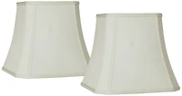 Springcrest Set of 2 Square Lamp Shades Creme Medium 8" Top x 16" Bottom x 11" Slant Spider with Replacement Harp and Finial