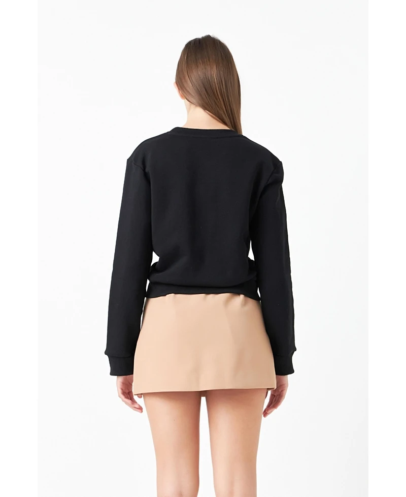 Women's Oui Pearl Embellished Sweatshirt