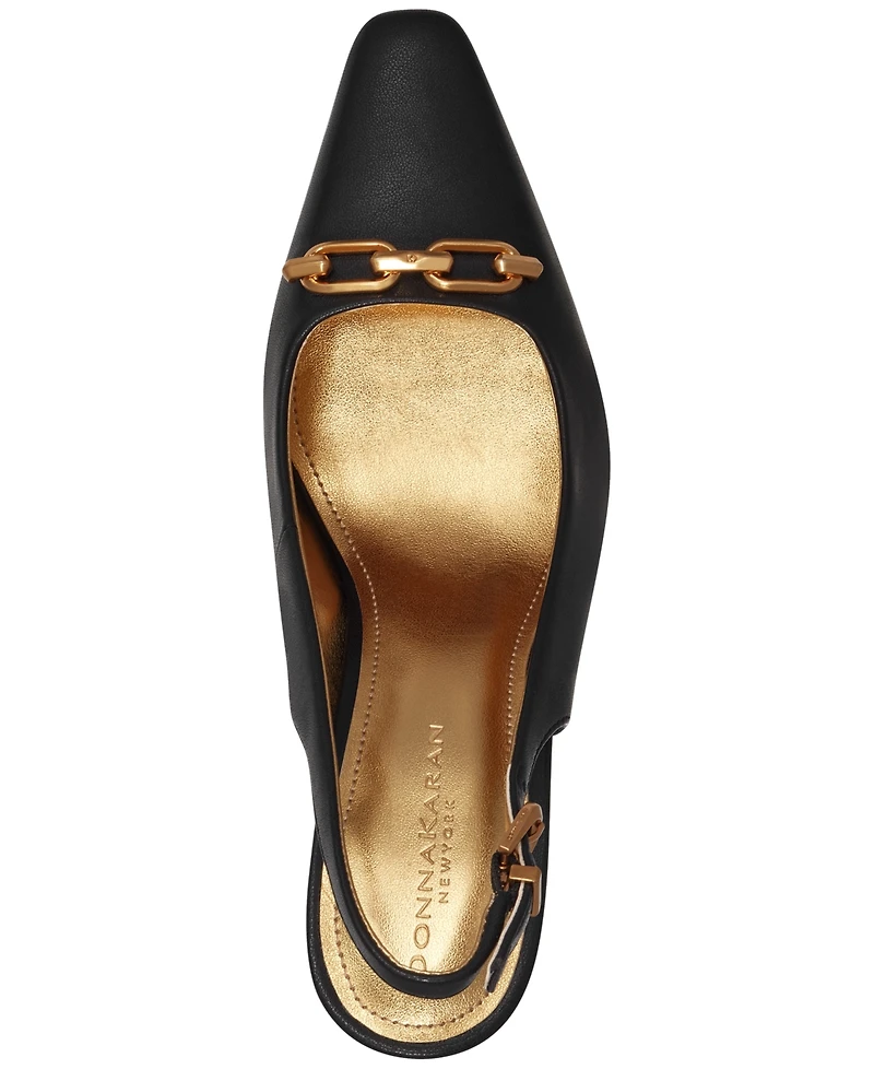 Donna Karan New York Women's Sadrina Leather Chain Bit Slingback Pumps