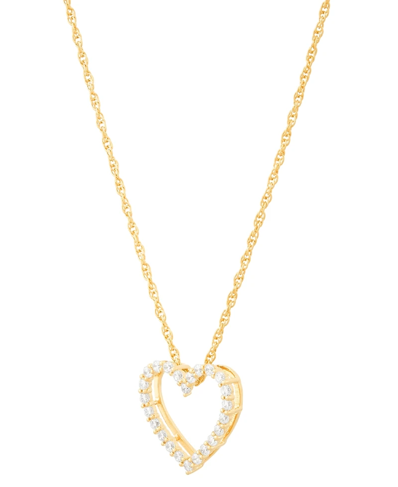 Diamond Open Heart Pendant Necklace (1/4 ct. t.w.) in 14k Gold-Plated Sterling Silver, 16" + 2" extender