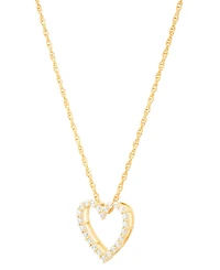 Diamond Open Heart Pendant Necklace (1/4 ct. t.w.) in 14k Gold-Plated Sterling Silver, 16" + 2" extender