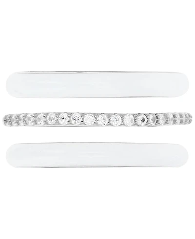 3-Pc. Set Enamel & Cubic Zirconia Stack Ring Sterling Silver