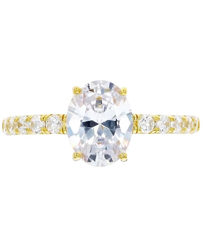 Cubic Zirconia Oval Ring 14k Gold-Plated Sterling Silver