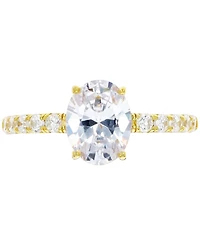Cubic Zirconia Oval Ring 14k Gold-Plated Sterling Silver