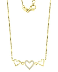 Cubic Zirconia Triple Heart Pendant Necklace in 14k Gold-Plated Sterling Silver, 13" + 2" extender