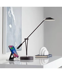 360 Lighting Modern Desk Table Lamp with Usb Charging Port Led 20" High Satin Black Metal Adjustable Arm for Bedroom Office