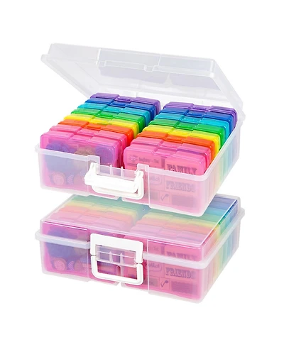 Iris 2 Pack Extra Large 4" x 6" Photo and Embellishment Craft Keeper with 16 cases, Multicolored