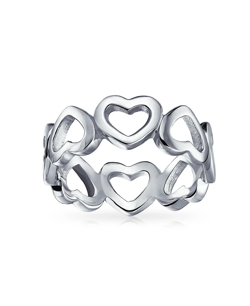 Bling Jewelry Bff Friendship Alternating Open Heart Eternity Band Promise Ring Sterling Silver