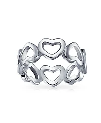 Bling Jewelry Bff Friendship Alternating Open Heart Eternity Band Promise Ring Sterling Silver