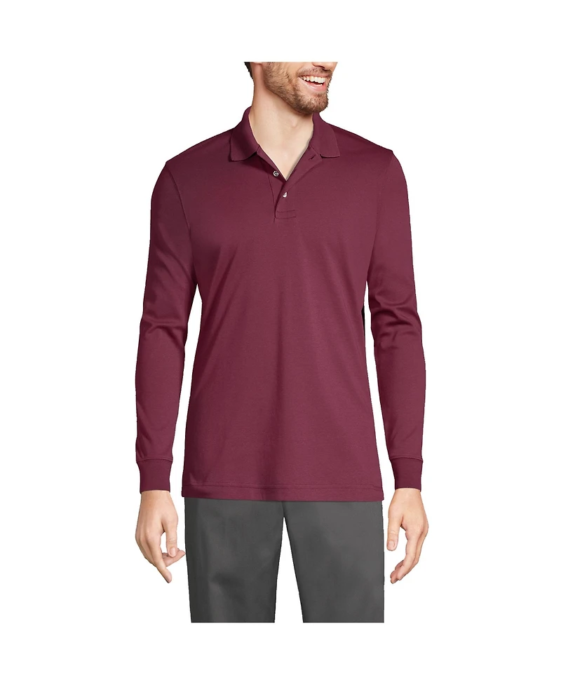 Lands' End Men's Long Sleeve Interlock Polo Shirt