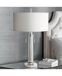 Possini Euro Design Cadence Modern Table Lamp 30" Tall Glass Column White Shade for Bedroom Living Room Bedside Nightstand Office Family House Ho