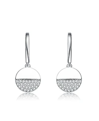 Sterling Silver with White Gold Plated Cubic Zirconia Hook Earring