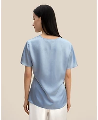 Lilysilk Women's Cowl Neck Short Sleeves Silk T-Shirt