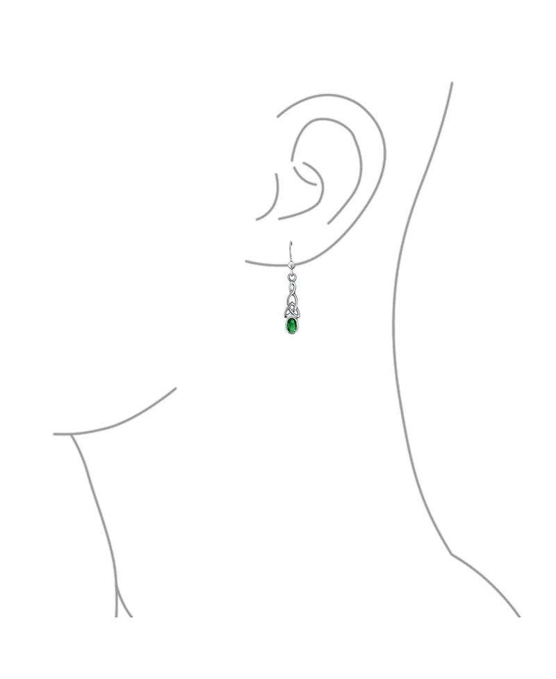 Bling Jewelry Bff Blue Kelly Green Simulated Emerald Love Knot Dangle Earrings in Sterling Silver