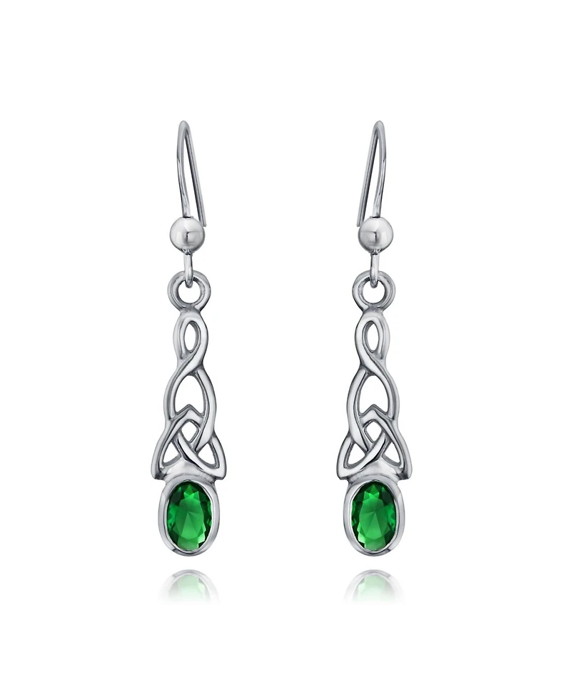 Bling Jewelry Bff Blue Kelly Green Simulated Emerald Love Knot Dangle Earrings in Sterling Silver