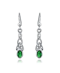 Bling Jewelry Bff Blue Kelly Green Simulated Emerald Love Knot Dangle Earrings in Sterling Silver