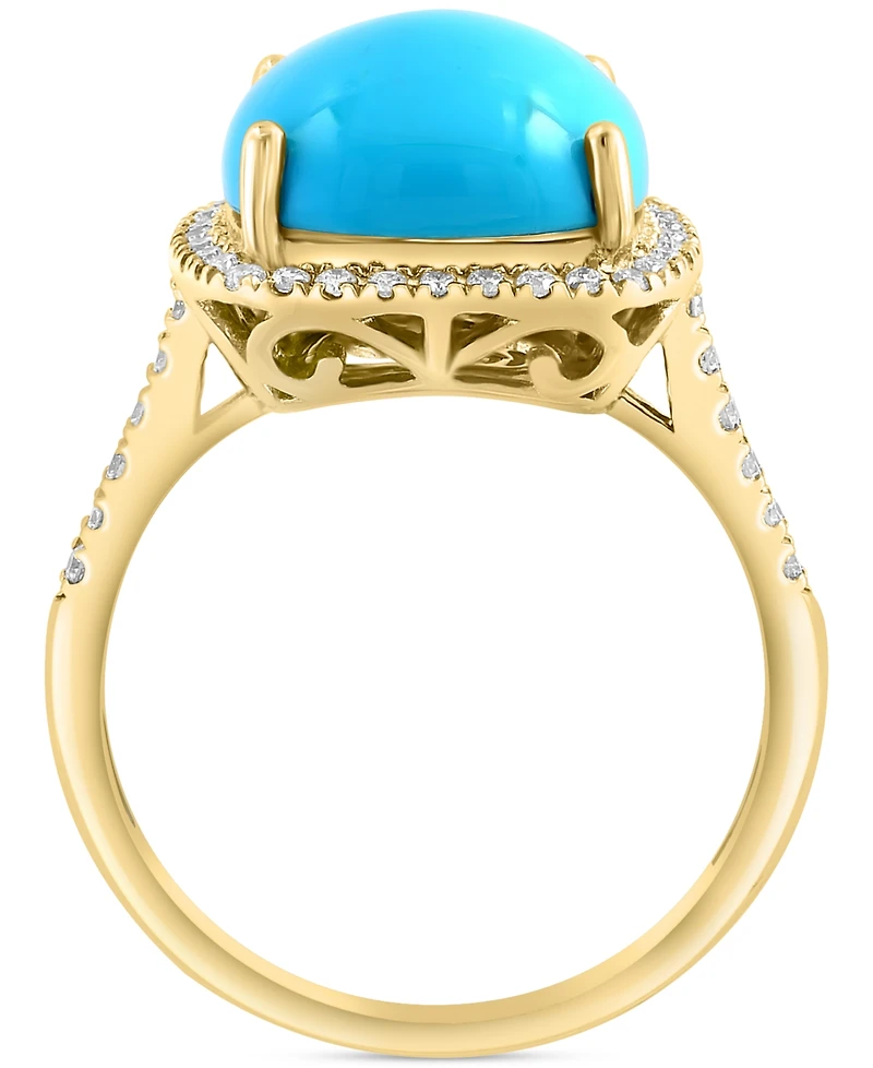 Effy Turquoise & Diamond (1/4 ct. t.w.) Halo Ring in 14k Gold
