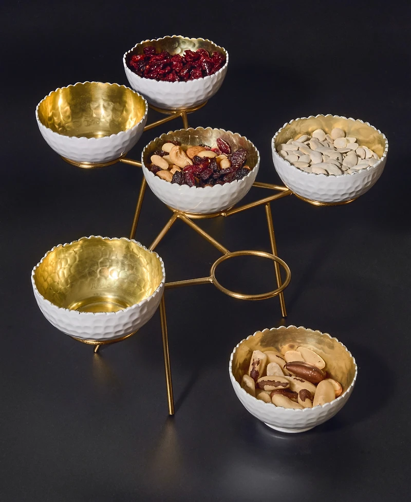 Godinger Signature Collection Enamel Gold-Tone Stainless Bowls on Stand