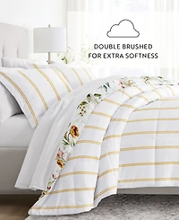 ienjoy Home Chintz Floral Stripe 3-Piece Comforter Set, Full/Queen