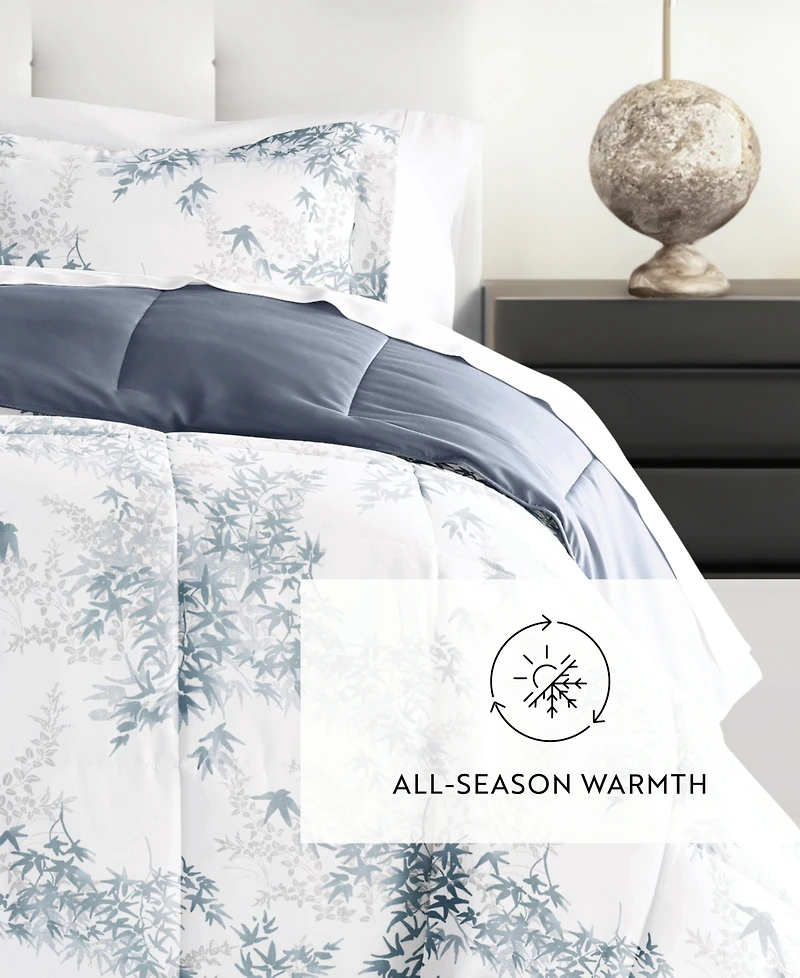 ienjoy Home Bamboo Leaves Blue 2-Piece Comforter Set, Twin/Twin Xl