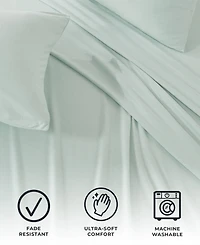 Premium Comforts Heathered Melange T-shirt Jersey Knit Cotton Blend Piece Sheet Set