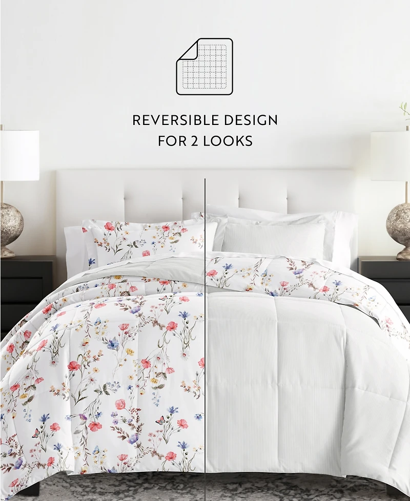 ienjoy Home Meadow Floral Stripe 3-Piece Comforter Set