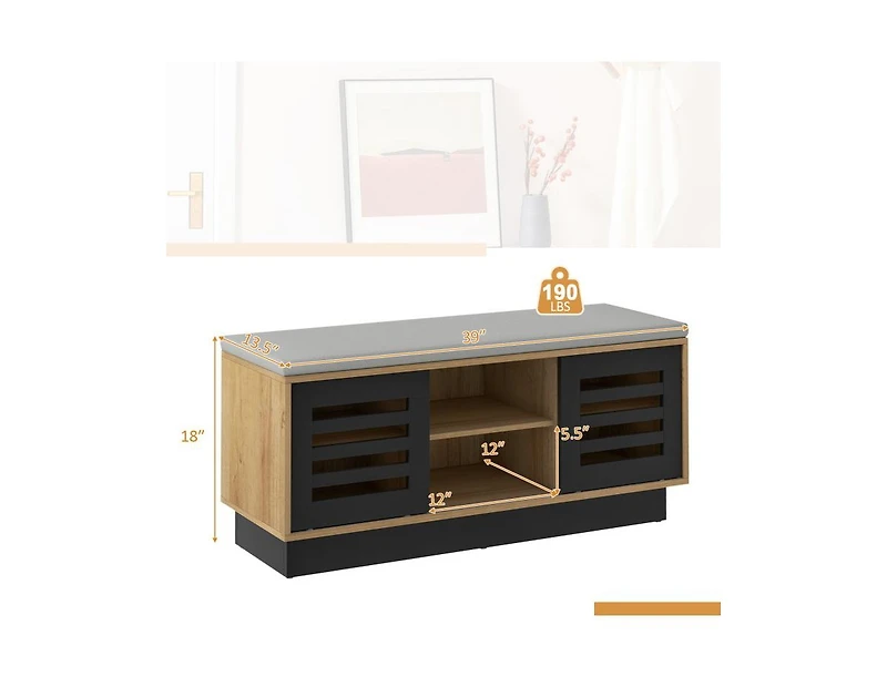 Shoe Bench with 6 Storage Compartments and 3 Adjustable Shelves