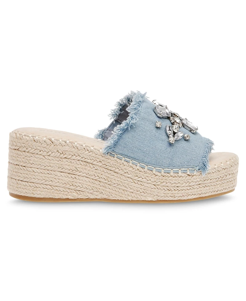 Anne Klein Women's Crystal Espadrille Wedge Sandals