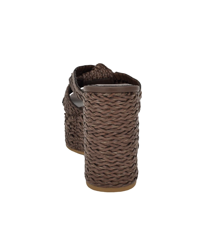 Guess Women's Eveh Knotted Jute Wrapped Platform Wedge Sandals