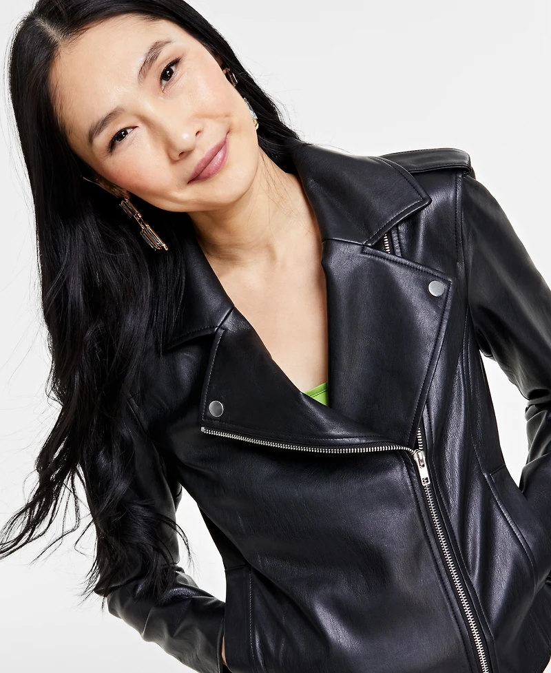 I.n.c. International Concepts Women's Faux-Leather Jacket, Created for Macy's