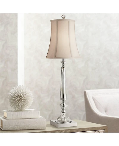 Vienna Full Spectrum Belardo Traditional Buffet Table Lamp 32" Tall Clear Crystal Taupe Bell Shade for Bedroom Living Room Bedside Nightstand Off